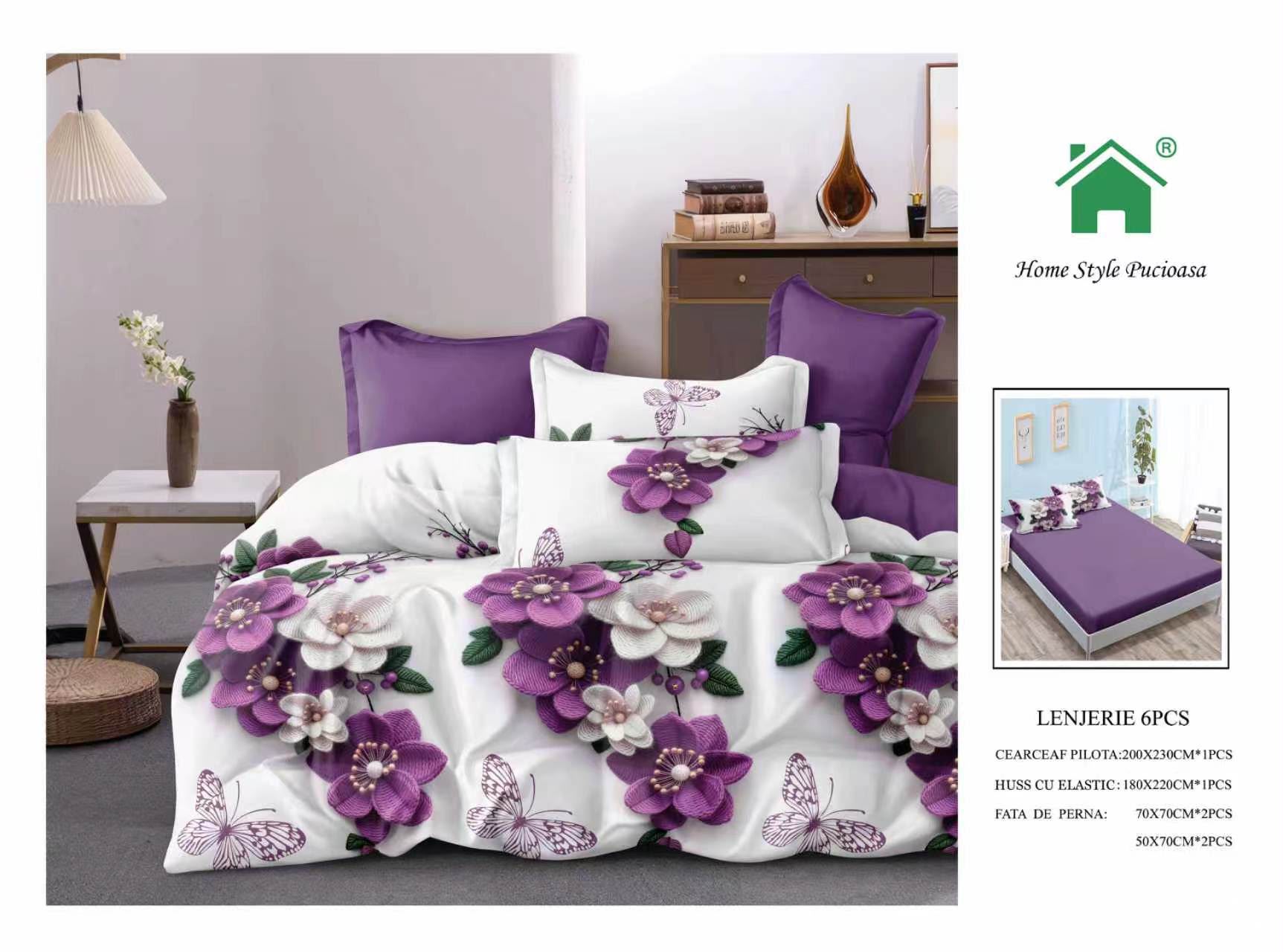 WhatsApp Image 2026-09-27 at 18.35.05 (2) Lenjerie de Pat Finet 6 Piese cu Elastic 100% Bumbac F133 - imagine 1