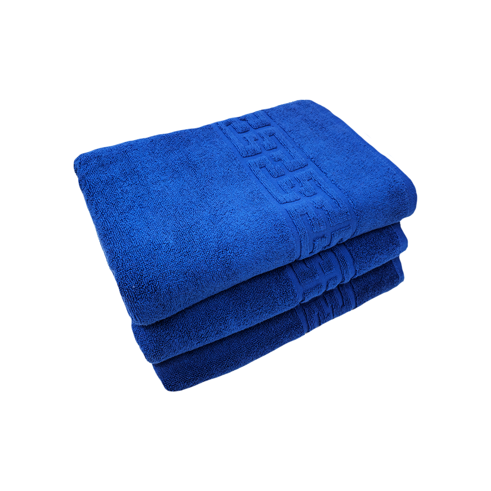 3x512-royal-blue Set 3 Prosoape Bumbac 500g/mp 70x130cm Royal Blue Greek Border - imagine 1