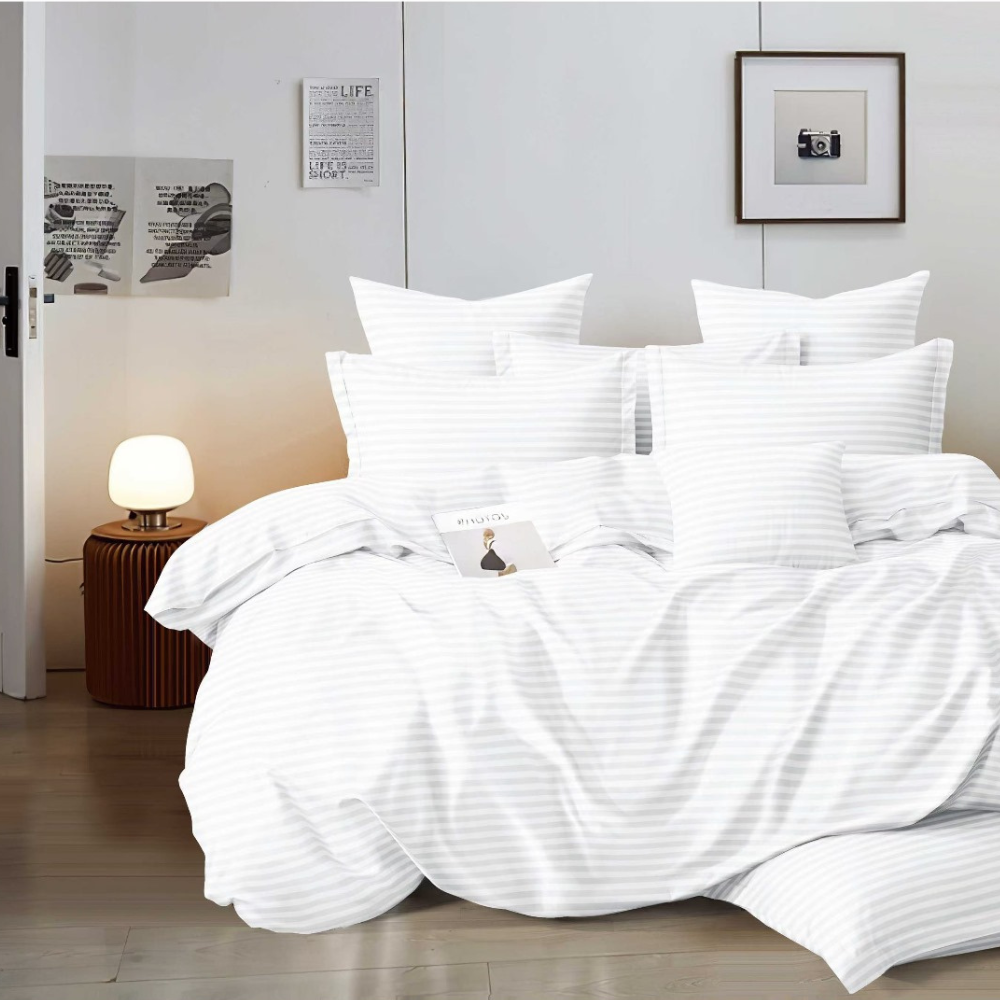 1 Lenjerie cu Elastic Damasc Finet 6 Piese-D10 Bumbac 100% Design Elegant Cearceaf cu Elastic - imagine 1