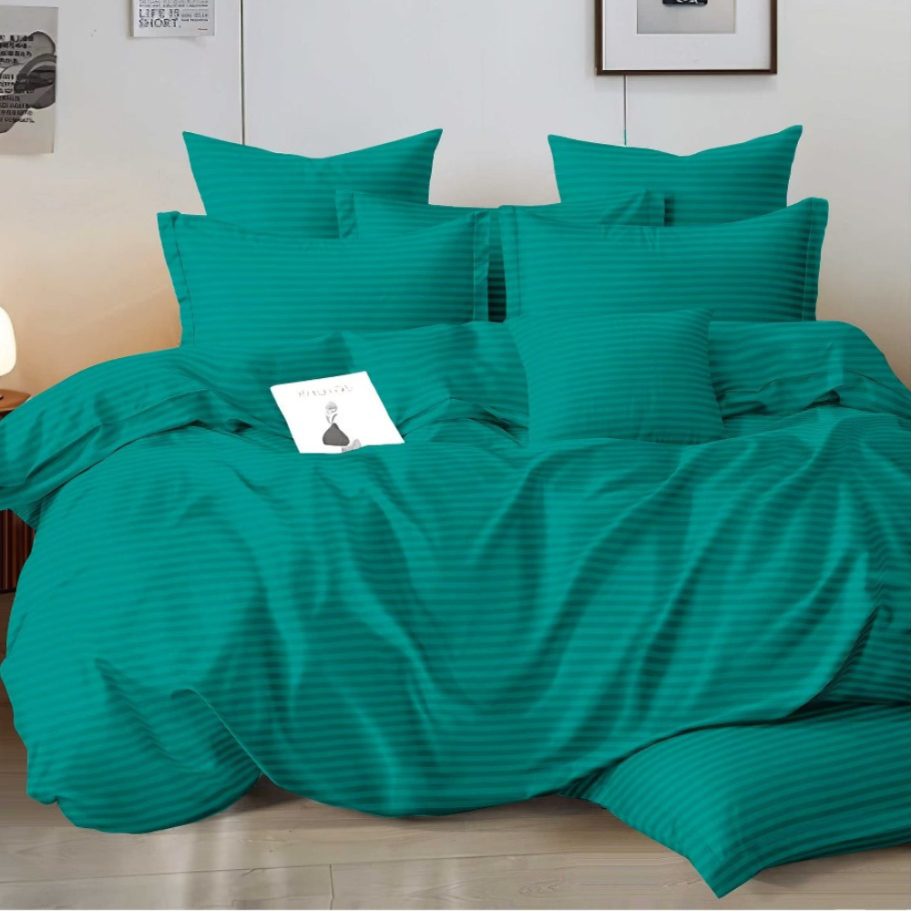 10 Lenjerie cu Elastic Damasc Finet 6 Piese-D19 Bumbac 100% Design Elegant Cearceaf cu Elastic - imagine 1