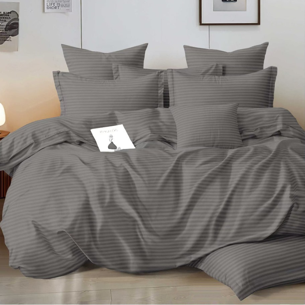 13 Lenjerie cu Elastic Damasc Finet 6 Piese-D22 Bumbac 100% Design Elegant Cearceaf cu Elastic - imagine 1