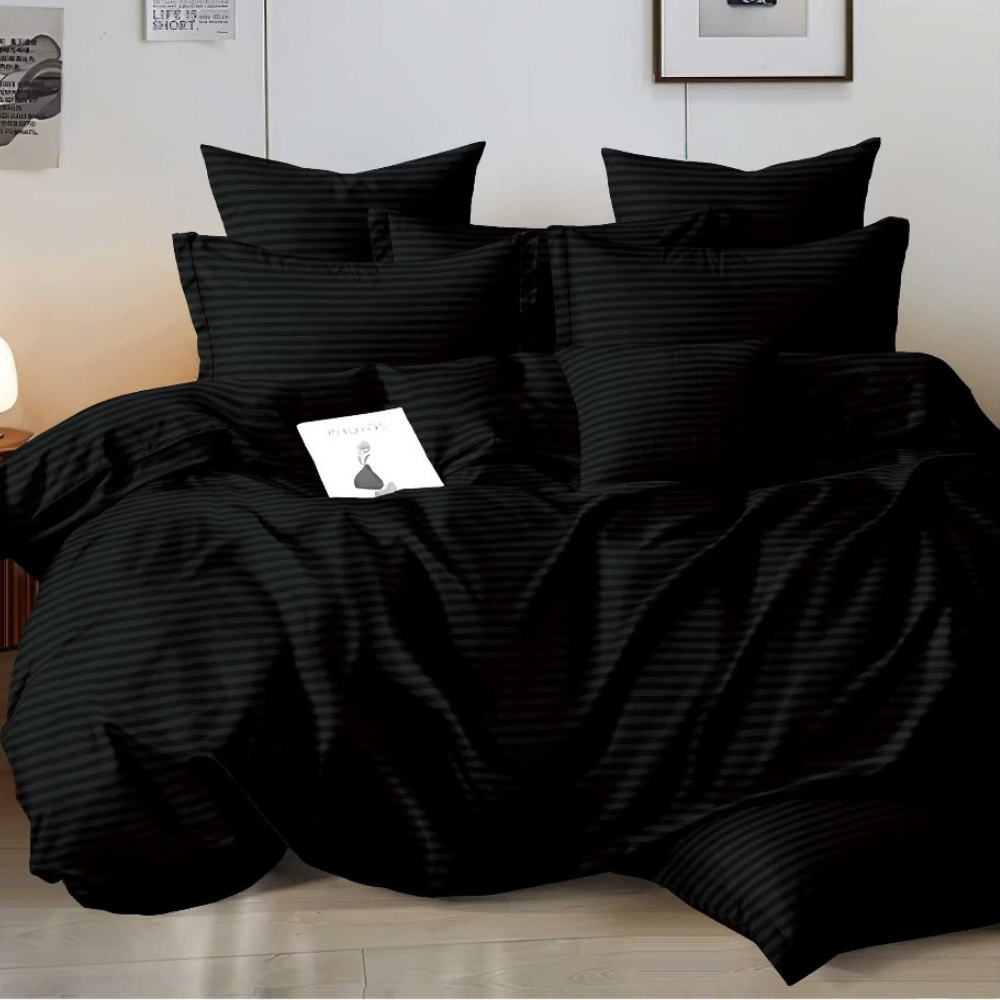 14 Lenjerie cu Elastic Damasc Finet 6 Piese-D23 Bumbac 100% Design Elegant Cearceaf cu Elastic - imagine 1