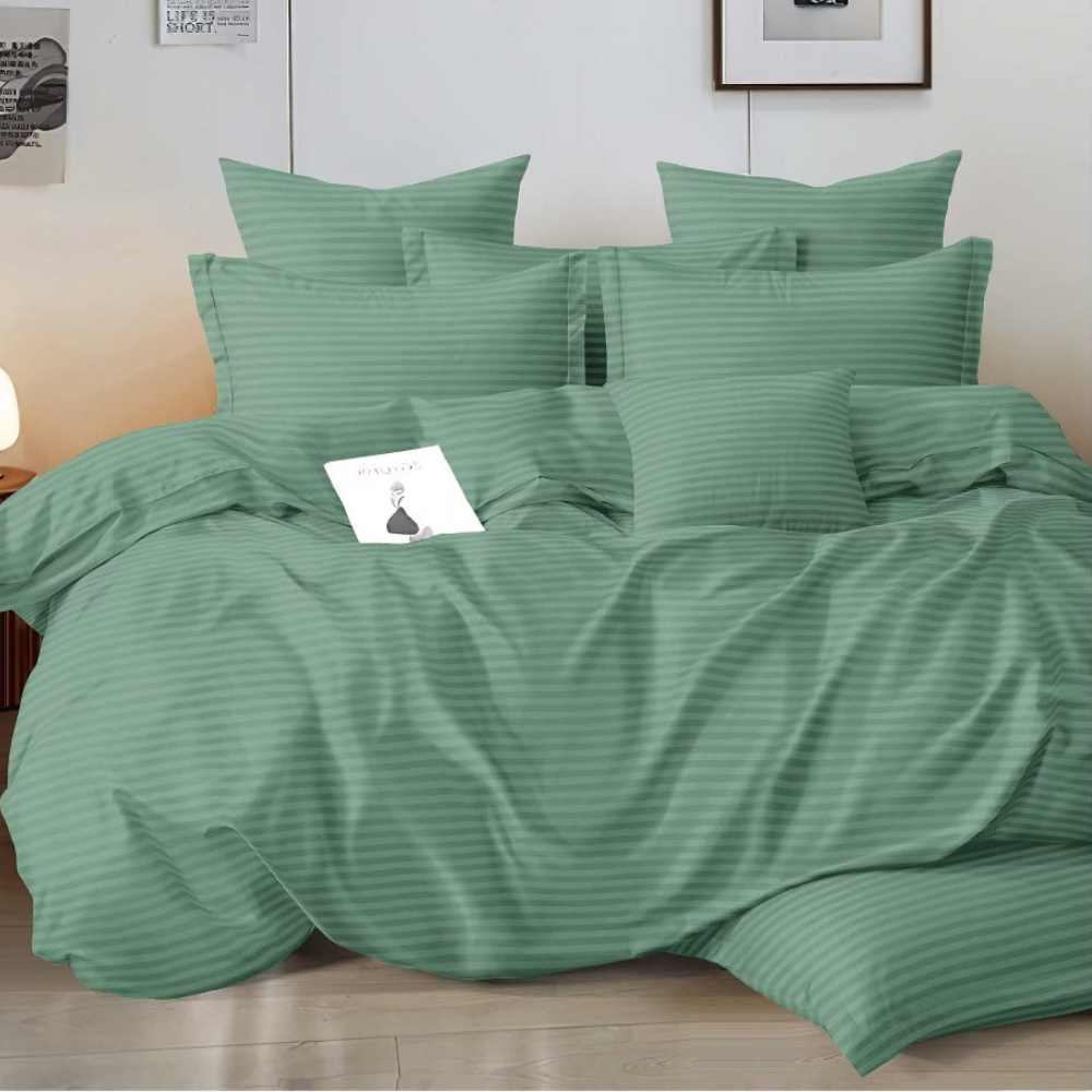 17 Lenjerie cu Elastic Damasc Finet 6 Piese-D26 Bumbac 100% Design Elegant Cearceaf cu Elastic - imagine 1