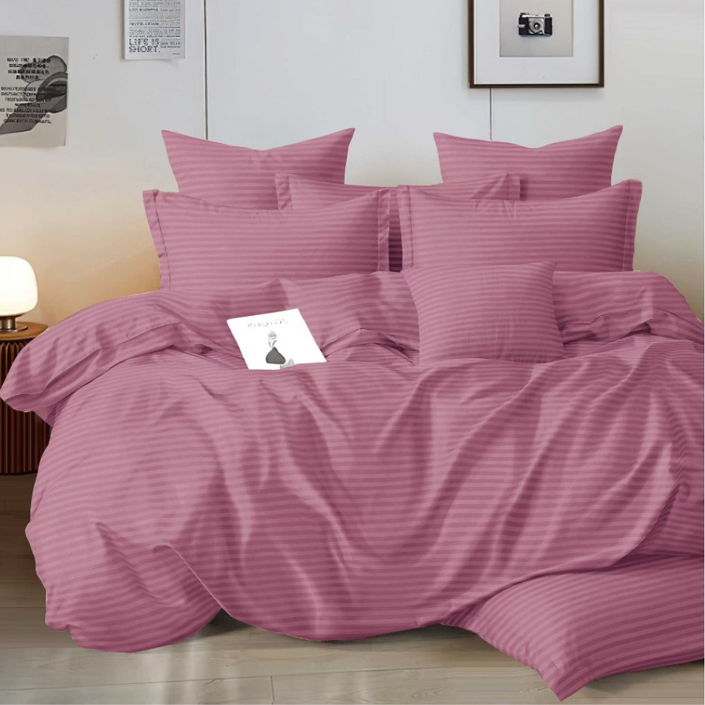 2 Lenjerie cu Elastic Damasc Finet 6 Piese-D11 Bumbac 100% Design Elegant Cearceaf cu Elastic - imagine 1