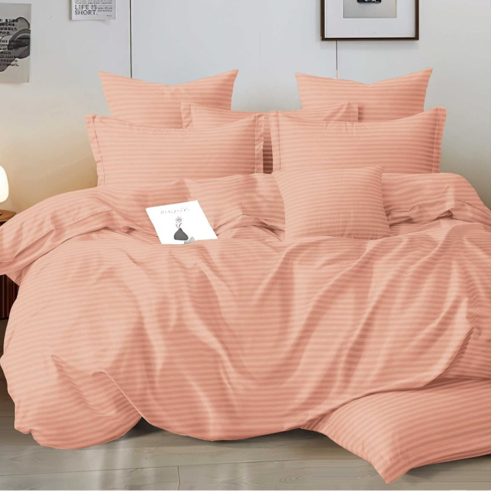 5 Lenjerie cu Elastic Damasc Finet 6 Piese-D14 Bumbac 100% Design Elegant Cearceaf cu Elastic - imagine 1
